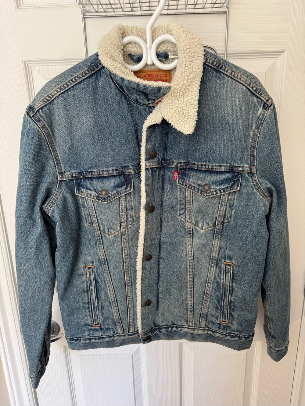 Levi's Blue Denim Sherpa Jacket with Cream Lining